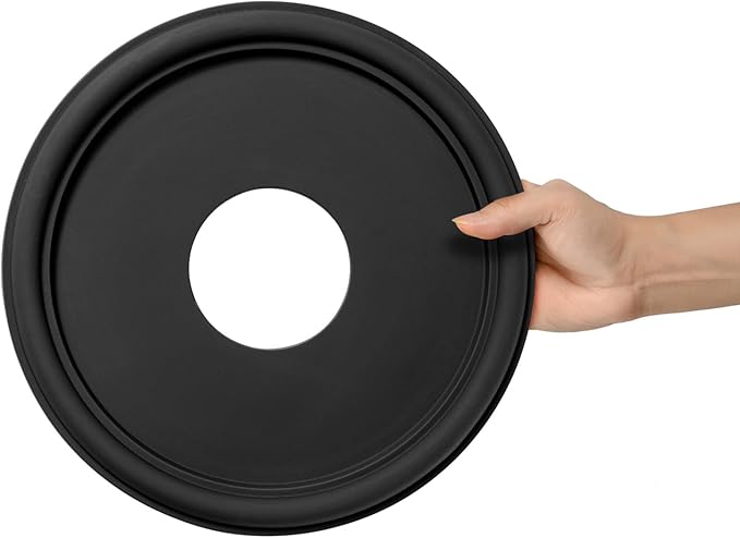 Black Molded PU Ceiling Medallion for Light Fixtures and Ceiling Fans 13 inch OD x 4 inch ID x 1 inch P Fits Canopies Up to 10.25 inch