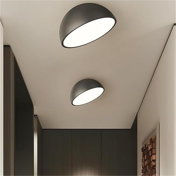 KISAD Modern and Minimalism Semi-Circular Ceiling Lights Iron Body Semi Flush Mount Ceiling Lamp Available in Black and White Three-Color Mode Ceiling Light Fixture for Bedroom(Black,40CM/15.7IN)