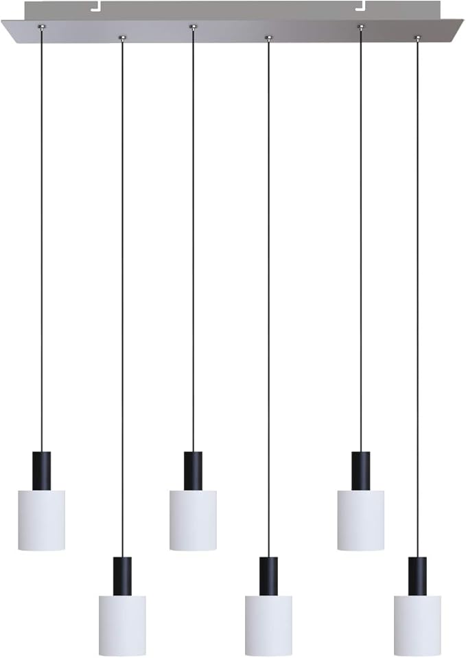 Virgo 6 Mini Pendant Lighting Black-White - LED Hanging Light Fixture for Kitchen Island, Bar, Foyer - Cluster Pendants - Dimmable, Adjustable Wire, Lamp Bulb Included