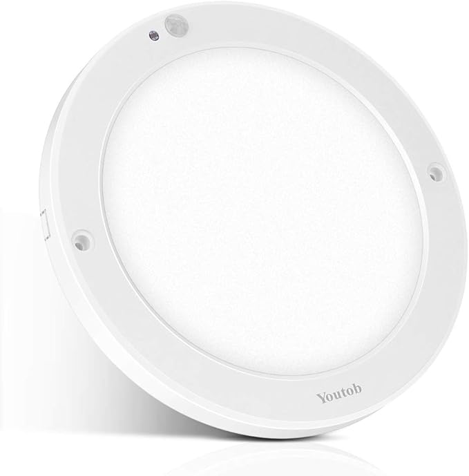 Youtob Motion Sensor Ceiling Light 15W 1200LM, ETL Listed, LED Flush Mount Round Lighting Fixture for Stairs, Porches, Closets, Basements, Hallways, Pantries, Laundry Rooms(4000K Cool White)