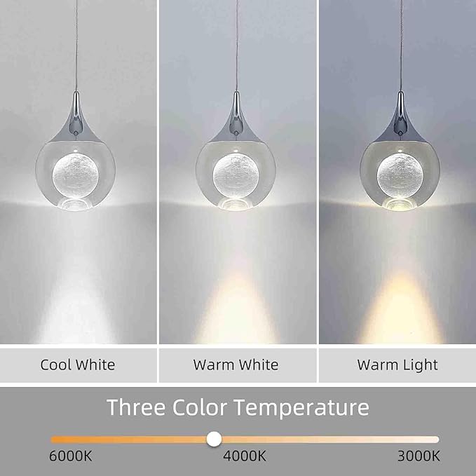 JoollySun Pendant Light Modern Crystal: Mini Chrome Light Fixtures Ceiling Hanging for Kitchen Island Bathroom