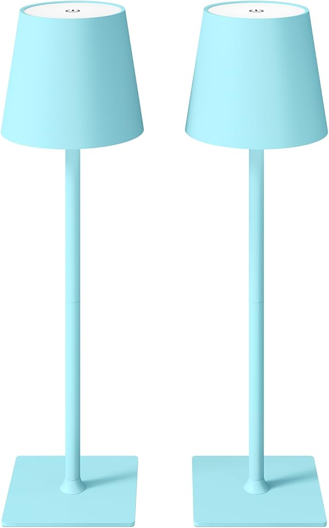 CHLORANTHUS 2 Pack Cordless Table Lamps, 3 Colors Stepless Dimming, 5000mAh Rechargeable Battery LED Desk Lamp for Bedroom/Couple Dinner/Desk/Cafe/Dining Room/Terrace