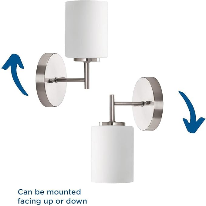 Progress Lighting Replay Collection 1-Light Etched White Glass Modern Bath Vanity Light Brushed Nickel, E26