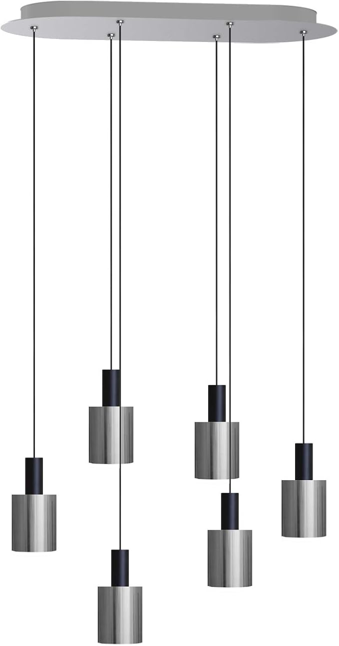 Virgo 6 Mini Pendant Lighting Black-Nickel - LED Hanging Light Fixture for Kitchen Island, Bar, Foyer - Cluster Pendants - Dimmable, Adjustable Wire, Lamp Bulb Included