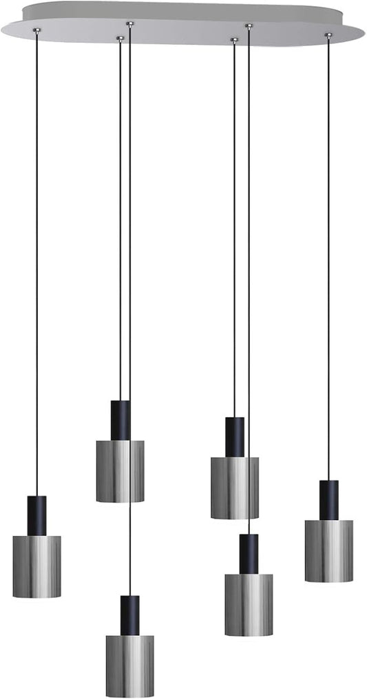 Virgo 6 Mini Pendant Lighting Black-Nickel - LED Hanging Light Fixture for Kitchen Island, Bar, Foyer - Cluster Pendants - Dimmable, Adjustable Wire, Lamp Bulb Included