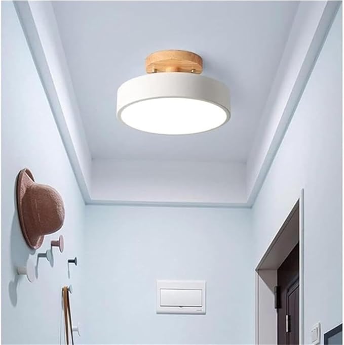 KISAD Nordic Modern and Minimalism Round Ceiling Lights Acrylic Shade Semi Flush Mount Ceiling Lamp Iron Frame Three-Color Mode Ceiling Light Fixture for Bedroom Living Room Entryway(White)