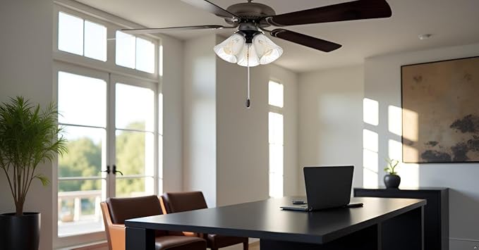 Aspen Creative 22012-3, Three-Light Ceiling Fan Light Kit with Pull Chain, Matte Black Finish with Frosted and Clear Glass Shades, 14" Diameter x 7-3/8" Height