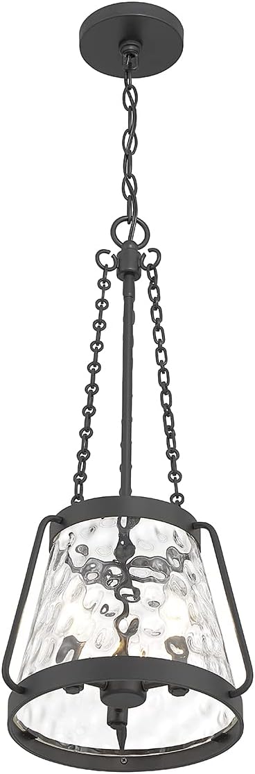 Savoy House 7-1803-3-89 Crawford Vintage Traditional Coastal Clear Water Glass Pendant, 3-Light 180 Total Watts, 26" H x 12" W, Matte Black