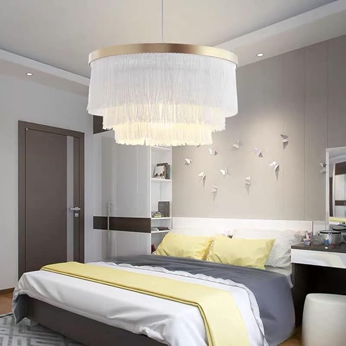 Nordic Romantic Pendant Lighting Tassel Chandeliers Creative Modern Ceiling Lights 3 Tiers in White