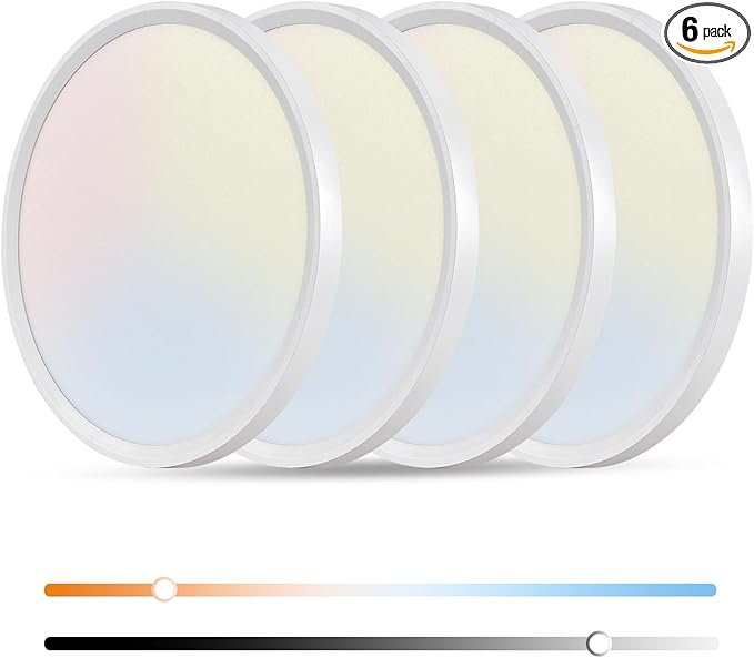 4PK Dimmable 15.8 Inch Led Ceiling Light Flush Mount, 34W, 3060LM, 3000K/3500K/4000K/5000K/6500K CCT, 0.98" Super Slim Close to Ceiling Round Flat Panel Light for Hallway,Kitchen ect, White