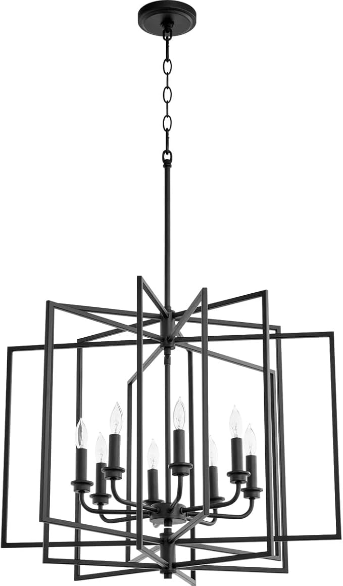 Quorum 888-8-69 Transitional Eight Light Pendant from Hammond Collection in Black Finish,