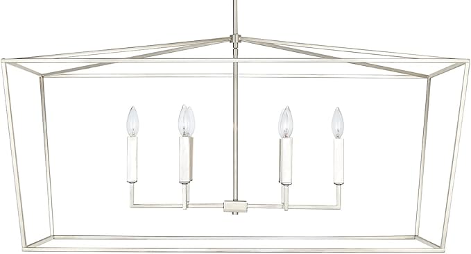 Capital Lighting 837661PN Thea Symmetrical Clear Line Island/Linear Pendant, 6-Light 360 Total Watts, 21" H x 42" W, Polished Nickel