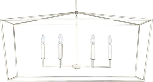 Capital Lighting 837661PN Thea Symmetrical Clear Line Island/Linear Pendant, 6-Light 360 Total Watts, 21" H x 42" W, Polished Nickel