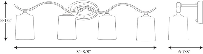 Progress Lighting P2021-15 Med Bath Bracket, 4-100-watt, Polished Chrome