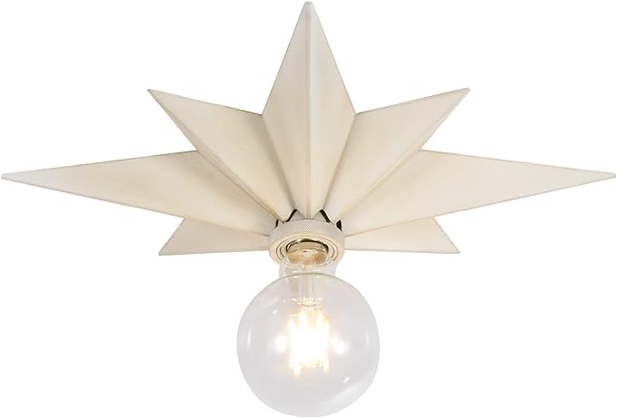 Airposta 16 inch Flush Mount Ceiling Light, Modern Farmhouse White Star Ceiling Light, Vintage Star Light Fixtures Ceiling for Hallway, Entryway, Study Room, Bedside, Stair, Foyer, Kitchen, Bathroom