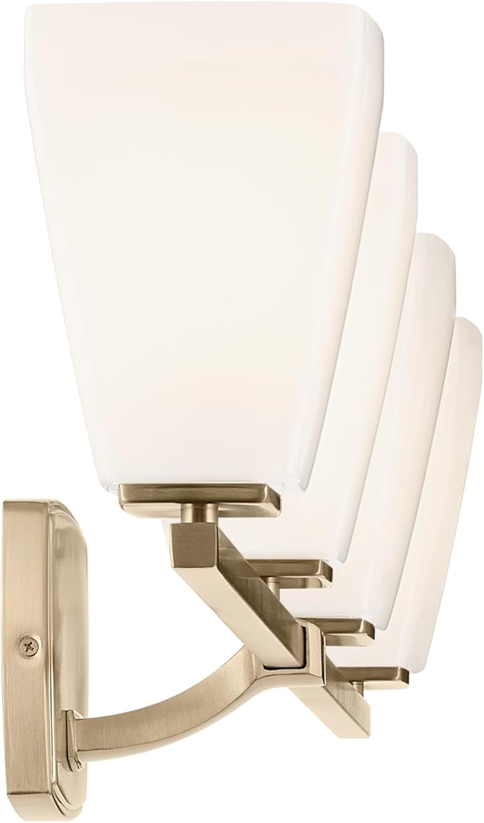 Kichler Marant 4-Light Bathroom Vanity Light Fixture with Opal Glass, 33.25" Modern Wall Mount Lighting Over Mirror in Champagne Bronze for Powder Room (33.25" W x 9.5" H), 55217CPZ
