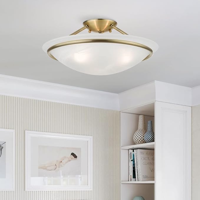 Livex Lighting 4824-01 Newburgh Collection 3 Light Semi-Flush, Antique Brass, 7 x 0.1 x 0.1