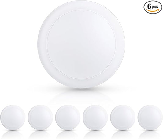 ECOELER 5/6 Inch Dimmable LED Disk Lights, 16.5W Flush Mount Disc Ceiling Can Light, 1100lm 6000K Bright White, Surface Mount Lighting Fixture for J-Box or Recessed Can, ETL-Listed, 6 Pack