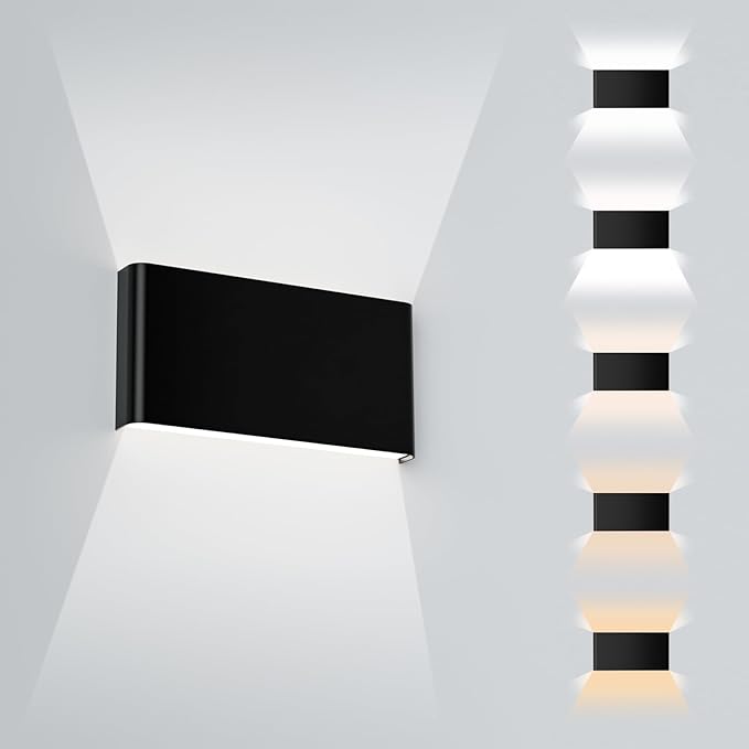 Modern Indoor Wall Sconce, 15W Dimmable 5CCT (3000K-6500K), Up and Down Lighting Wall Sconce, for Bedroom, Living Room, Hallway, Dresser (11 Inch - Matte Black 1 Piece)