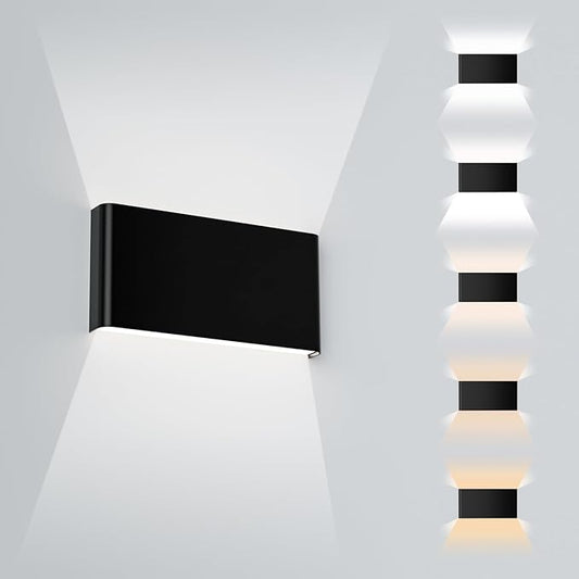 Modern Indoor Wall Sconce, 15W Dimmable 5CCT (3000K-6500K), Up and Down Lighting Wall Sconce, for Bedroom, Living Room, Hallway, Dresser (11 Inch - Matte Black 1 Piece)