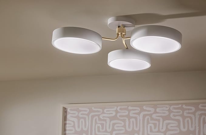 KICHLER Sago 52604WHCPZ Semi Flush LED 3-Light 40˝ with Clear Acrylic with Inside Satin Etch in White and Champagne Bronze
