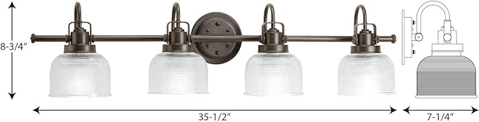 Progress Lighting Archie Collection 4-Light Clear Double Prismatic Glass Coastal Bath Vanity Light Venetian Bronze