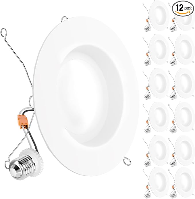 Sunco 12 Pack 6 Inch LED Can Lights, Retrofit Recessed Lighting, Smooth Trim, 965 LM, 13W (75W Equivalent), 5000K Daylight, Dimmable, Damp Rated UL