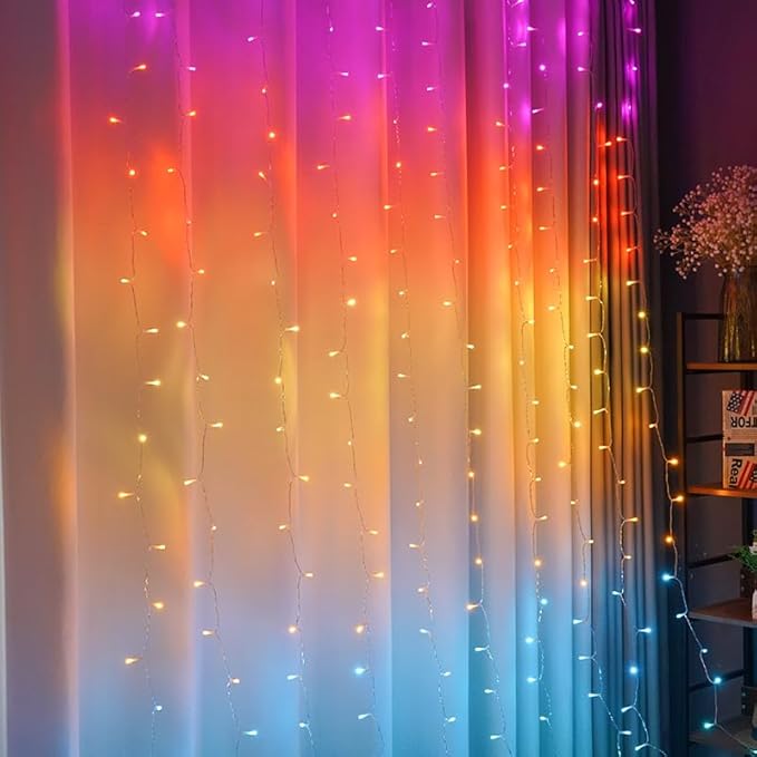 300 LED Curtain Lights, Outdoor and Indoor Christmas Fairy Lights, Waterproof Curtain String Light, 8 Flashing Modes for Party/Wedding/Holiday/Christmas Decoration.