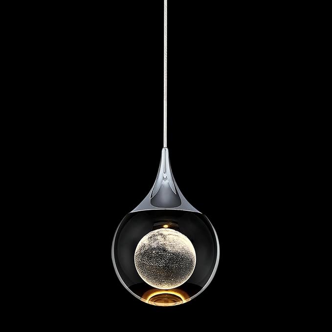 JoollySun Pendant Light Modern Crystal: Mini Chrome Light Fixtures Ceiling Hanging for Kitchen Island Bathroom
