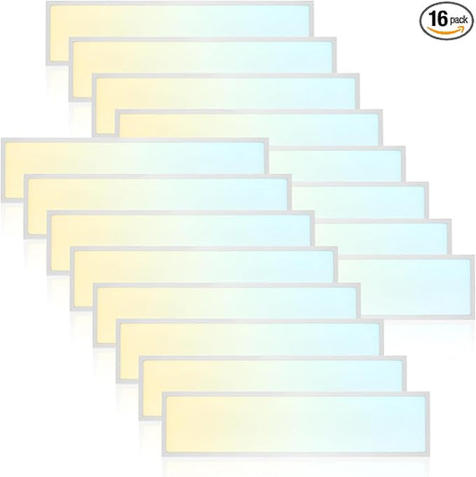 LUXRITE 1x4 FT LED Backlit Flat Panel Light, 5CCT 3000K-6500K, 5 Wattage Adjustable 20W-40W, 2500-5000 Lumens, Dimmable, Drop Ceiling Troffer Light, Damp Rated, DLC Premium, IC & ETL Listed (16 Pack)