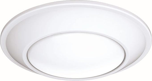 Juno SlimBasics 4 Inch LED Ceiling Light, LED Surface Mount Downlight for Shower Light or Closet Lighting, 3000K Neutral White, Tapered Trim, Wet Rated, Matte White (JSBT 4IN 30K 90CRI MW WL M6)