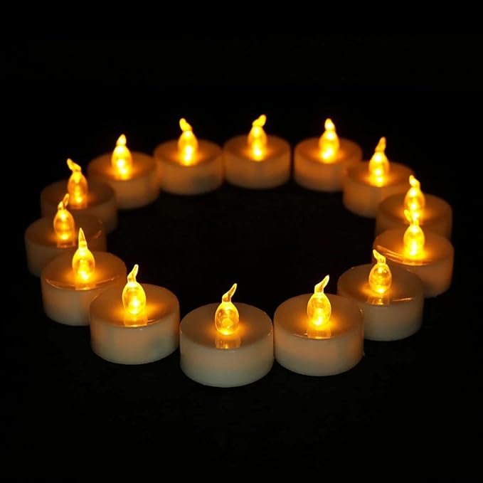 Flameless LED Tea Lights Canadles: 100 Pack Battery Tea Lights, Realistic and Flickering Tealights, Flameless Votive Candles Operated Warm Yellow Electric Fake Candle for Wedding Party Home Decoration