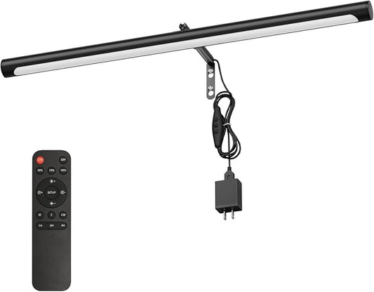 9W Picture Light Plug in, 24" Adjustable LED Art Light with Remote Control, Dimmable Wall Light for Picture Display Dartboard Art Work (Black)