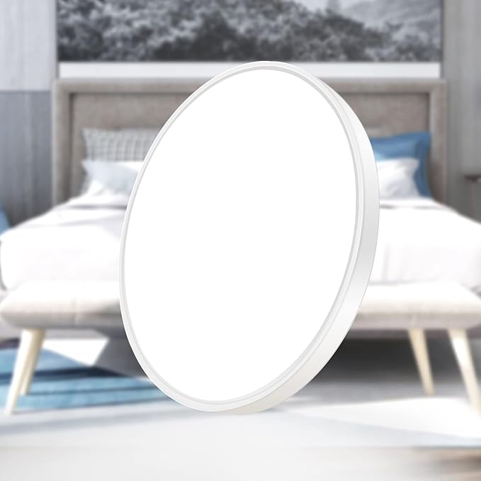 inShareplus 9inch LED Ceiling Light, White 18W(180W Equiv) 6000K Cold White Flush Mount Ceiling Lights Fixture, Super Bright, 1800LM Modern Ceiling Lamp for Bedroom Kitchen, Office, Hallway