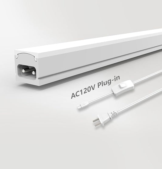 Leetdud Under Cabinet Lighting Plug in, 24 Inch 1 Pc, Linkable AC120V 3CCT 3000K/4000K/5000K Ultra Slim, LED Under Cabinet Lights for Counter Light, Kitchen, Shelf, Sink, Workshop, Desk, White
