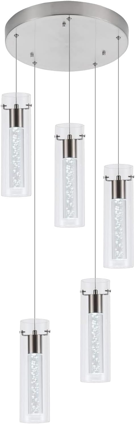 Pendant Lights Kitchen Island Brushed Nickel, 3000K-6000K Dimmable LED Pendant Light Fixtures with Remote, Modern Kitchen Pendant Lighting Over Island for Dining Room & Bar Counter