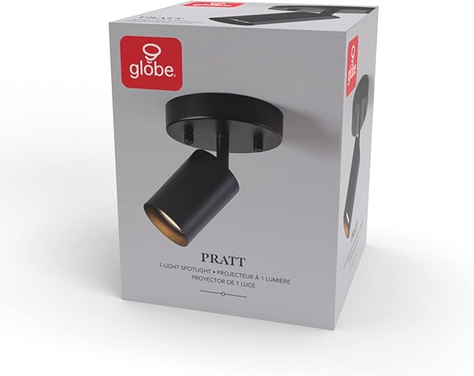 Globe Electric 57498 Pratt 1-Light Track Lighting Spotlight, Matte Black, Bulb Not Included