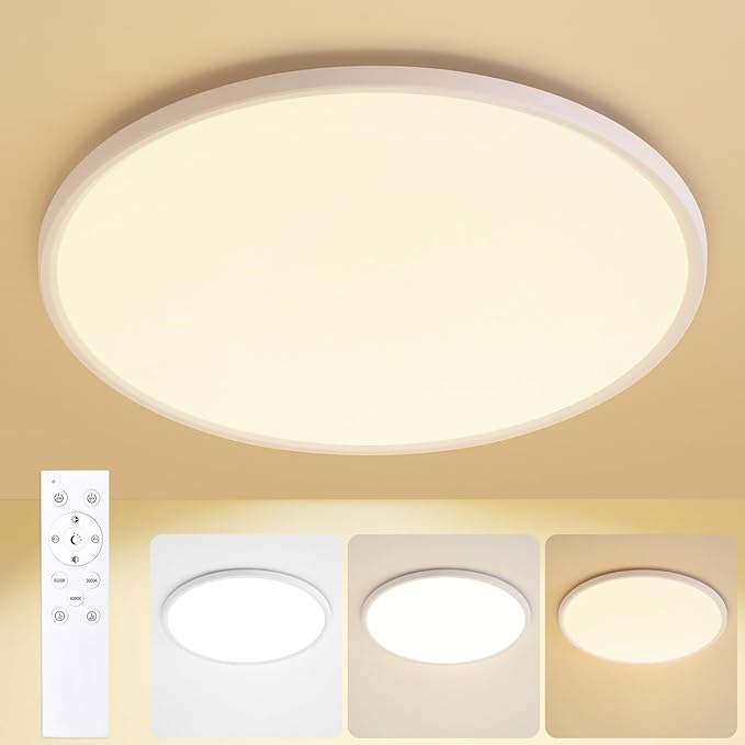 24 Inch Dimmable Ceiling Light Flush Mount 54W Remote Control LED Fixture 5400LM 3000K-6500K Adjustable Round Bright Lamp for Bedroom Kitchen Living Room Dining Bathroom White