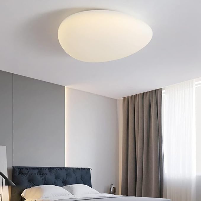 KISAD Modern Minimalist Pebble Shape Flush Mount Ceiling Light Nordic Style Soft Dimmable Ceiling Lamp Indoor Home Decor Fixture for Bedroom Living Room Kitchen(30cm)