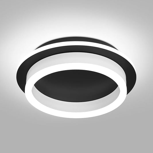 CAMEOE Modern Led Ceiling Light, 24W Black Led Hallway Ceiling Light Fixture, Small Round Flush Mount Ceiling Lights for Hallway Bedroom Kitchen Bathroom Entryway
