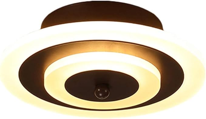 RUNNUP Acrylic Unique Minimalist Ceiling Lamp Minimalist Led Flush Mount Ceiling Light for Dining Hallway Living Kitchen Bedroom Room Kitchen Island Office,Brown-Round-Neutral Light