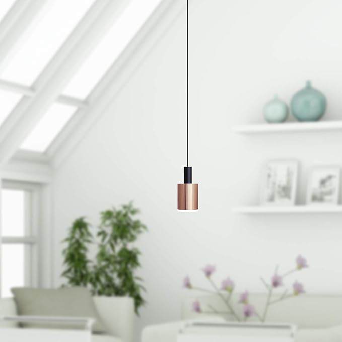 Virgo 1 Mini Pendant Lighting Black-Copper - LED Hanging Light Fixture for Kitchen Island, Bar, Foyer - Cluster Pendants - Dimmable, Adjustable Wire, Lamp Bulb Included