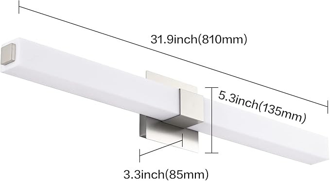 ZUZITO 32in Bathroom Light Fixtures Over Mirror, Brushed Nickel Modern LED Vanity Lighting, Dimmable Bath Wall Lights Bright White Light