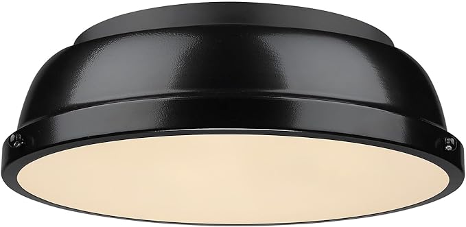 Golden Lighting 3602-14 BLK-BK Duncan Flush Mount, Matte Black with Black Shade- Flush Mount Ceiling Light, Ceiling Light Fixture, Flush Mount Light Fixture, Lights