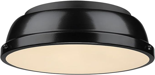 Golden Lighting 3602-14 BLK-BK Duncan Flush Mount, Matte Black with Black Shade- Flush Mount Ceiling Light, Ceiling Light Fixture, Flush Mount Light Fixture, Lights