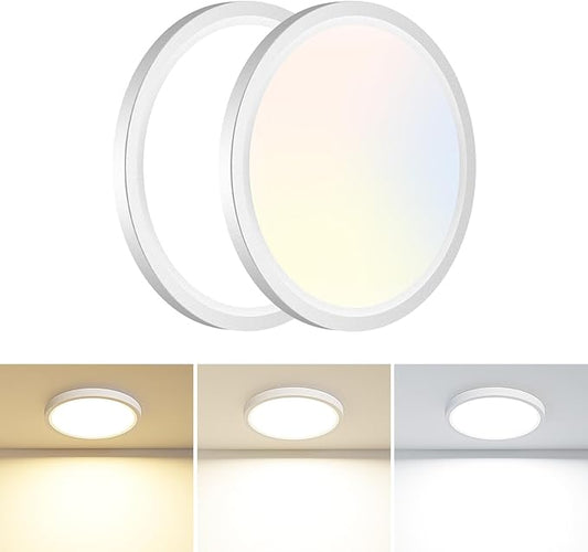 hepside 2PACK Flush Mount LED Ceiling Light Fixture Black, 4.7Inch 8Watt, 3000K-4500K-6000K 3 Color Selectable Ceiling Lamp Low Profile Ceiling Light for Closet Basement Hallway Porch