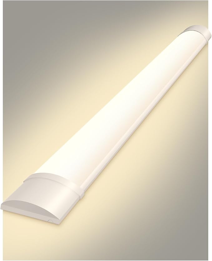 Sararoom 3ft LED Shop Fixture 30W Tube, 3600lm, 4000K Neutral White, 90cm 35.4inch Garage Closet Ceiling Light for Office Home Basement, No Plug, No Ground Wire