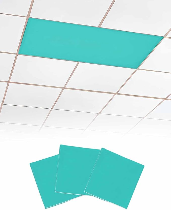 Magnetic Light Cover for Classroom Drop Ceiling,3 Pack 4x2 Ft Fluorescent Light Covers for Office Home Ceiling Light Aqua Green Solid Color Lampshade, LSYZAA20240704FUGE1SHZF07223ZAACFGE