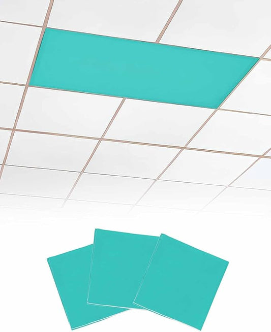 Magnetic Light Cover for Classroom Drop Ceiling,3 Pack 4x2 Ft Fluorescent Light Covers for Office Home Ceiling Light Aqua Green Solid Color Lampshade, LSYZAA20240704FUGE1SHZF07223ZAACFGE