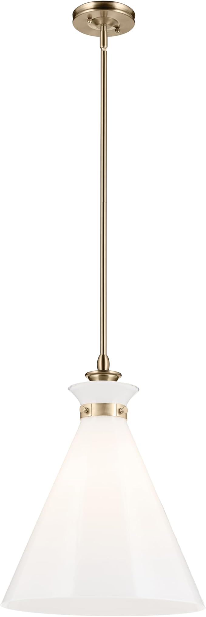 Kichler Laria 1-Light Pendant, Updated Traditional Light, Sloped Ceiling Compatible, for Kitchen with Opal Glass in Champagne Bronze (19.75" x 16"), 52775CPZ